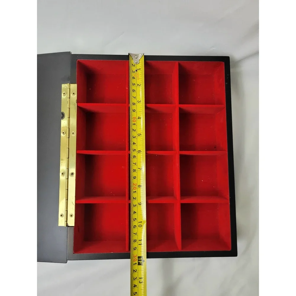 Bentleys Finest Teas Black Wooden Tea Chest 12‎ Compartment Red Velvet Lining